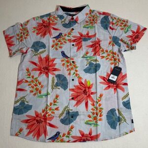 Roark Sierra Madre Journey Shirt Mens XL X-Large Floral Bird Print Short Sleeve